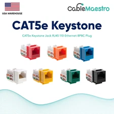 CAT5e Keystone Jack Ethernet RJ45 Network Snap In Plug 8P8C Punchdown Pack Lot