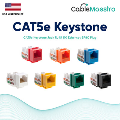 CAT5e Keystone Jack Ethernet RJ45 Network Snap In Plug 8P8C Punchdown Pack Lot
