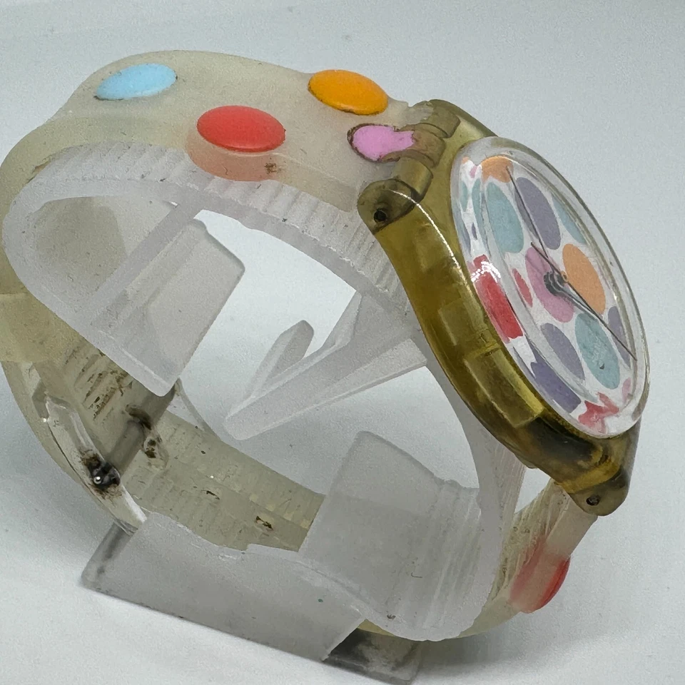 Reloj Swatch Cuarzo Vintage JEU DE BILLIES GE169 Hombre Transparente ~Para Piezas Reparación Foto 3 de 4