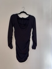 Black Long Sleeve Mini Ruched Dress NWOT