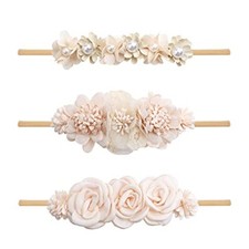 Baby Girl Headbands Nylon Flower Elastic Hairbands 3pcs Hair Accessories 19A 