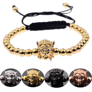 Authentic Charm Mens Bracelet 24kt Gold Plated Micro Pave Zircon Cube Macrame Bracelets