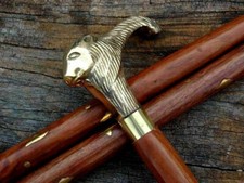 Antique Brass Lion Designer Solid Head Handle Brass Wooden Walking Stick Cane