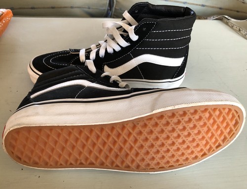 Vans Mens Size 5.5 SK8 Skateboard Shoes Hi Tops Black White Womens Size 7 - Picture 8 of 10