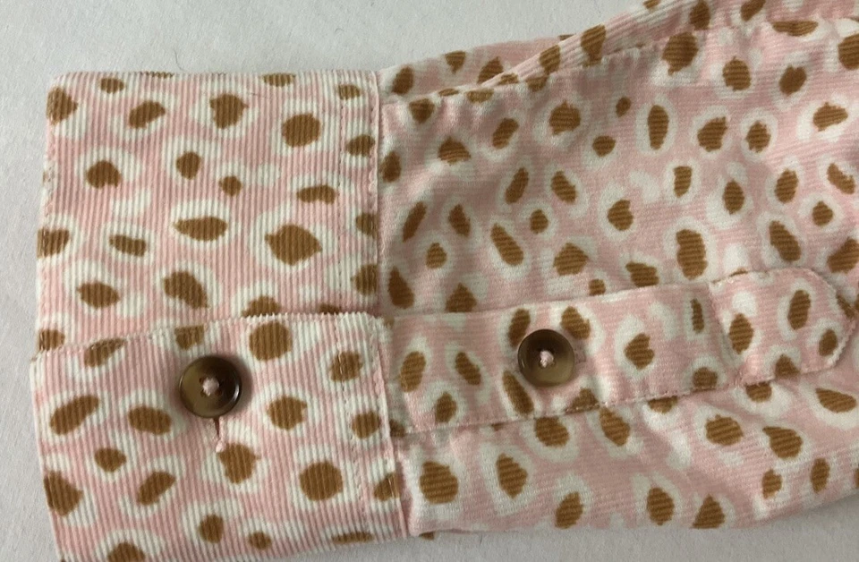 Camisa de pana con estampado animal Foxcroft bolsillo abotonado para mujer talla 8 rosa preppy Foto 4 de 4
