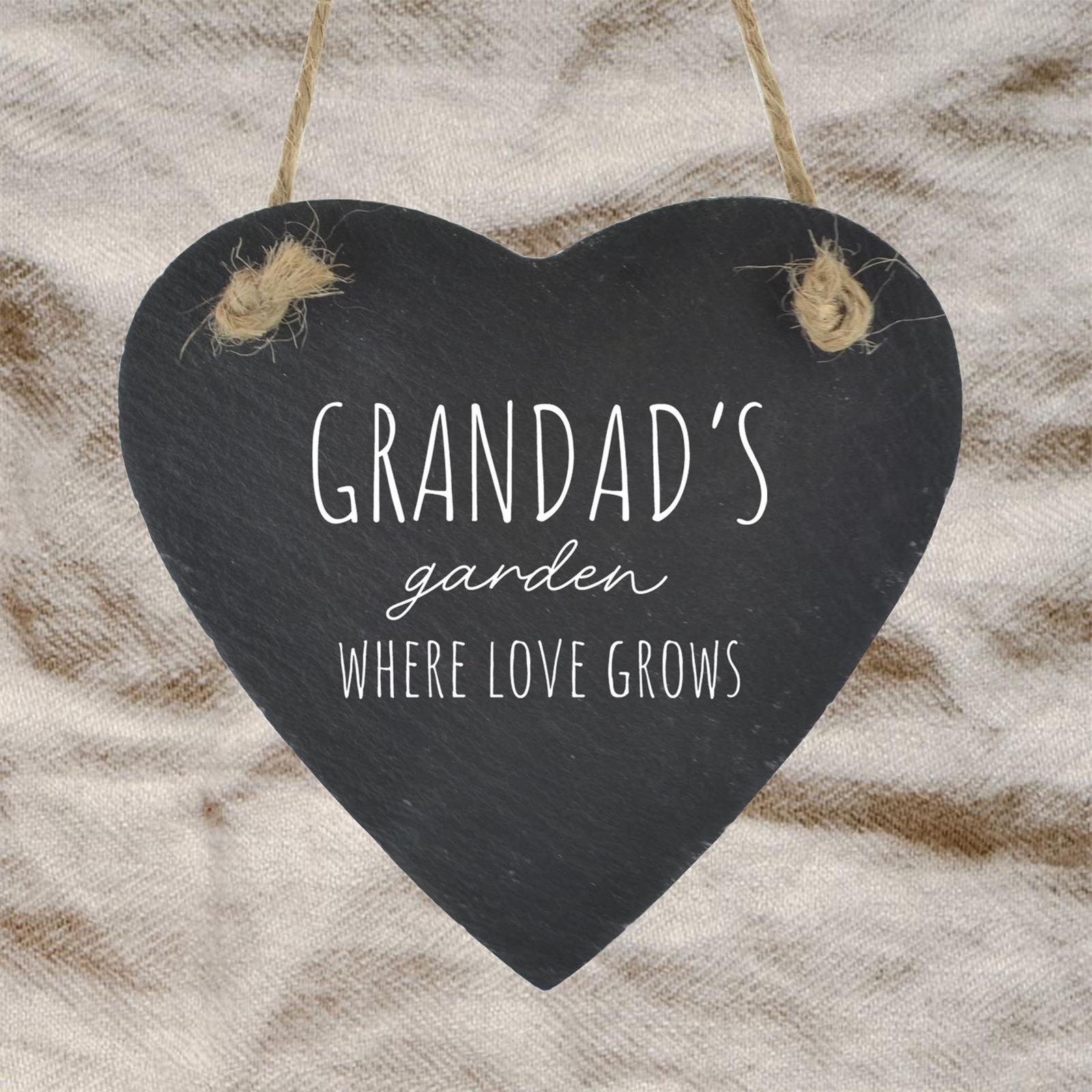 Grandad's Garden Where Love Grows Humorous Typography Slate Heart Plaque