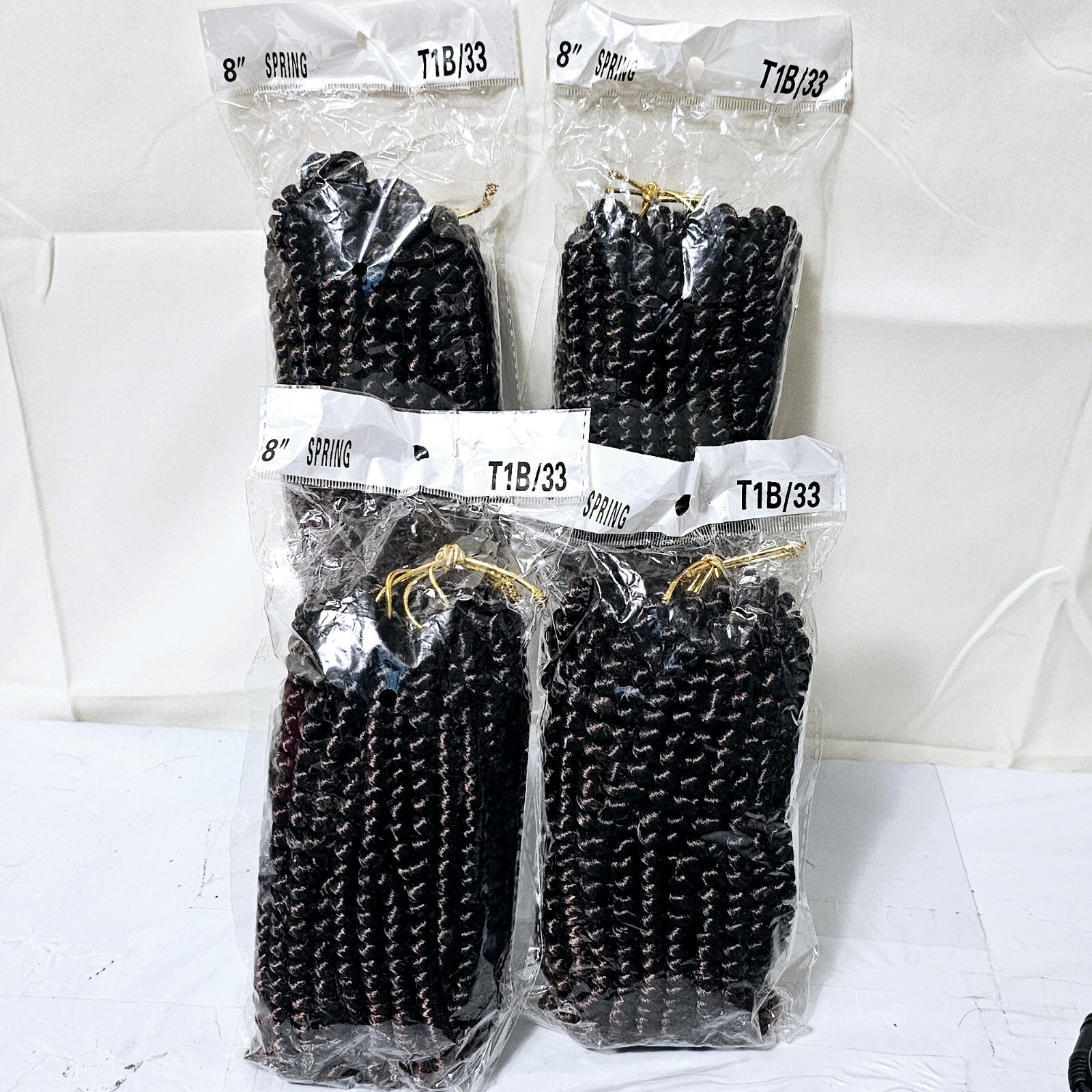 4 Pack Spring Twist Low Temp Crochet Braiding Hair Extensions(8"  T1B/33)