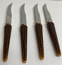 Vtg Faux Antler 4 Steak Knives Stainless Made In The USA