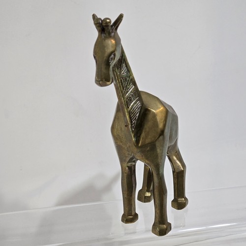 Vintage Dolbi Cashier Solid Brass GIRAFFE Sculpture 7" MCM Art Deco Brutalist - Picture 4 of 8