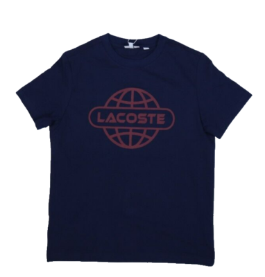 Lacoste Cotton Jersey Planet Print Graphic T-Shirt Navy Blue Youth