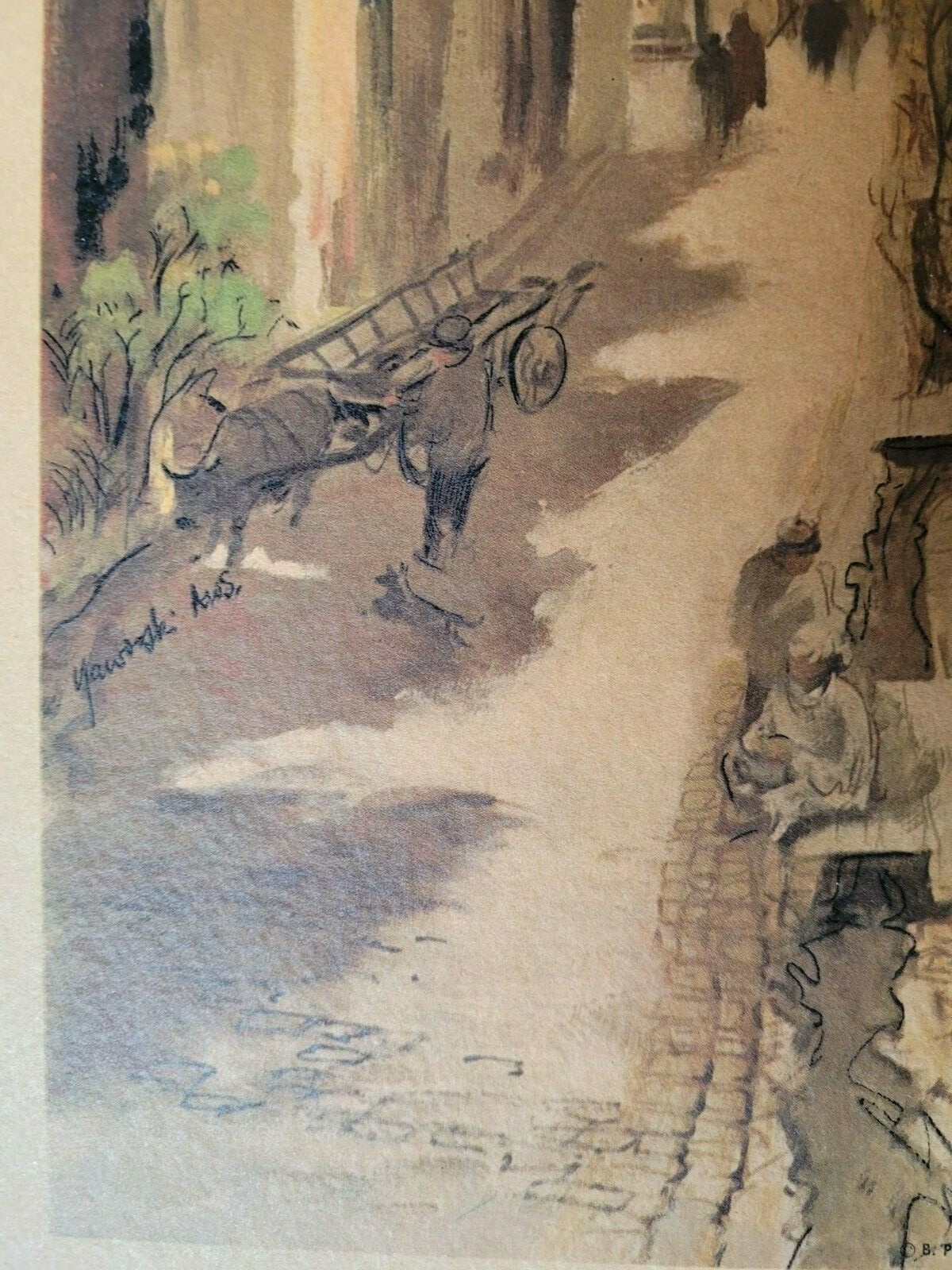 Alex F. Yaworski prints signed artwork. Two framed pieces by Yaworski