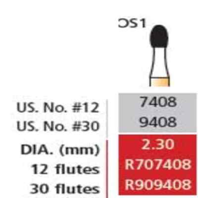 Alpen FG #9408 30 blade Egg Shaped Trimming and Finishing bur, 5 burs