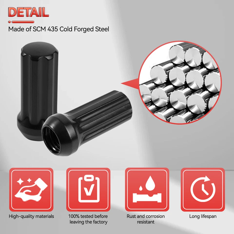 24Pcs 2" Black M14x1.5 Spline Lug Nut For Chevy Silverado Suburban Express 1500. Foto 4 de 4