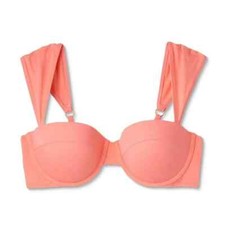 Shade  Shore Women's Light Lift Shoulder Cap Straps Bikini Top Coral Pink 34B