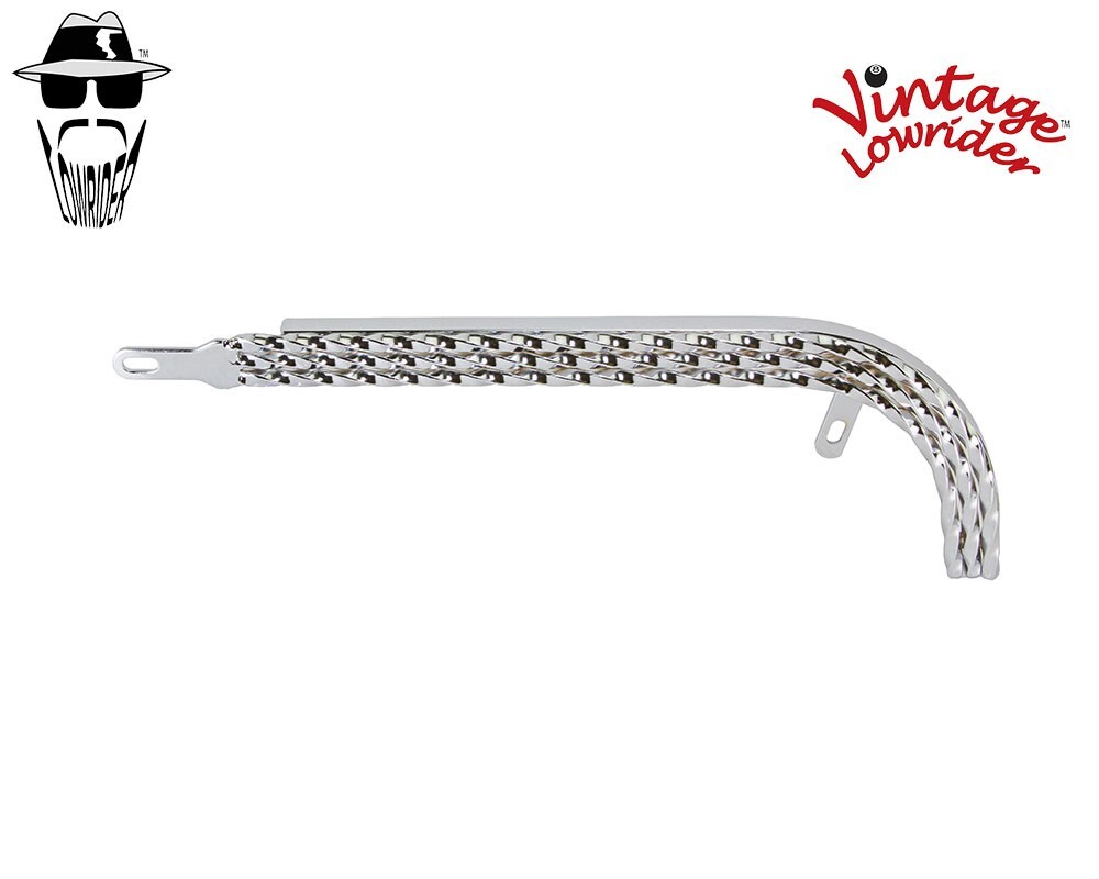 VINTAGE LOWRIDER TRIPLE SQUARE TWISTED CHROME CHAIN GUARD 16" LOWRIDER BIKES.