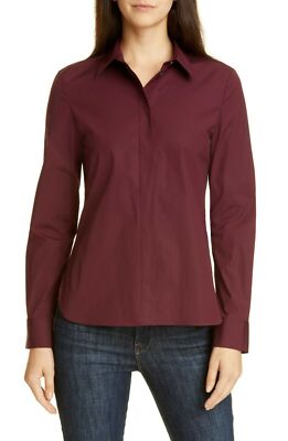 Theory Classic Fitted Stretch Cotton Collar Dress Shirt Women 