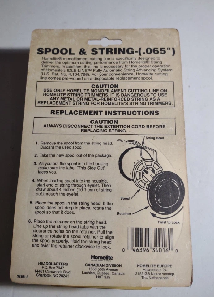 Homelite Lawn & Garden Accessories Spool & String .065" Line for ST-30. - Image 2 of 2