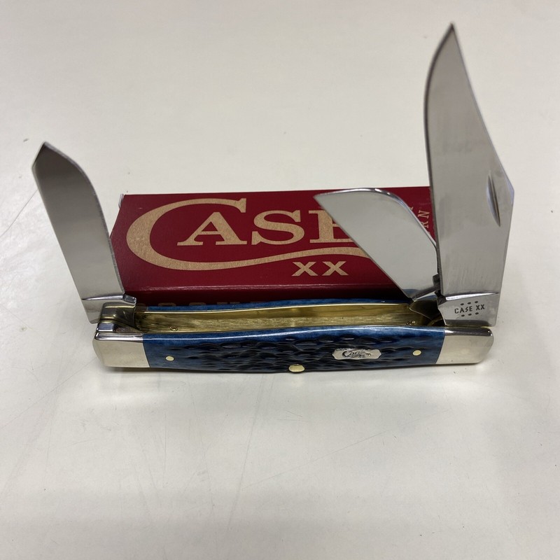 CASE XX #51861 POCKET WORN MEDITERRANEAN BLUE BONE PEACH SEED LG STOCKMAN SS