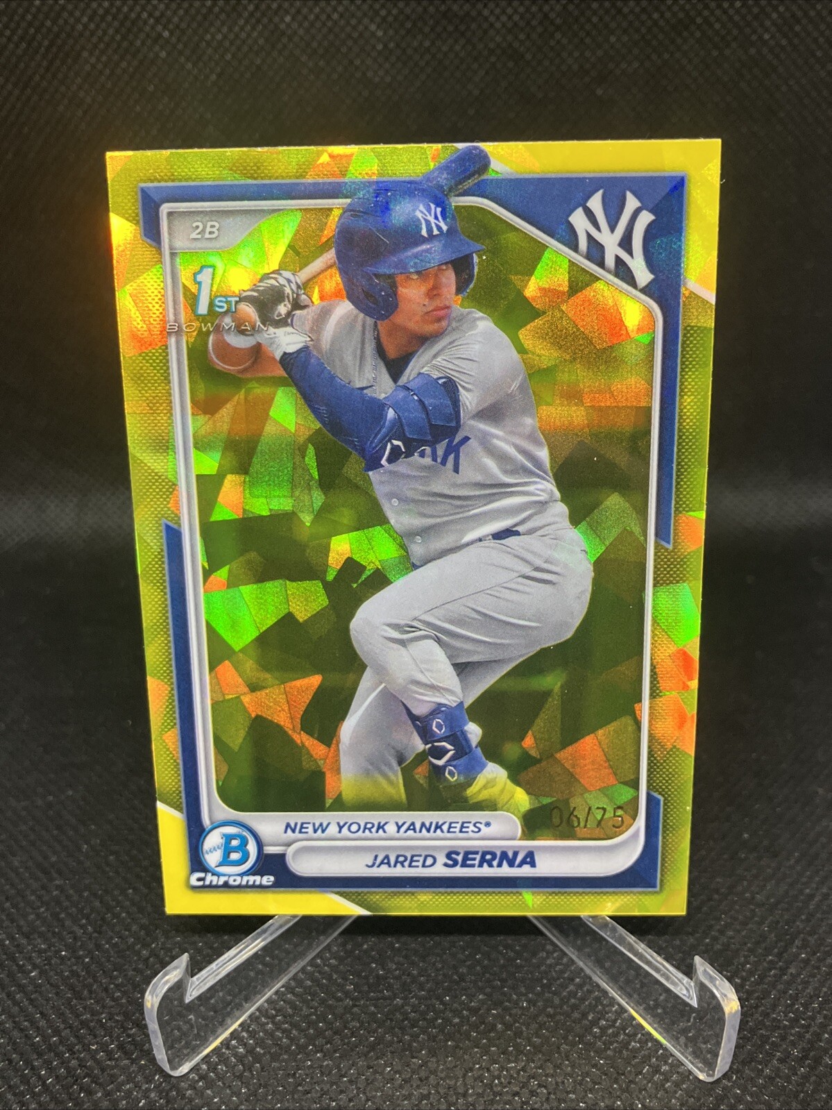 2024 Bowman SAPPHIRE 1st Jared Serna YELLOW REFRACTOR 06/75 BCP-68 Yankees/Miami