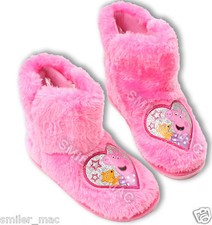 Peppa Pig Faux Fur Pink Slipper Boots Size 5/6/7/8/9 Booties kids infants pepper