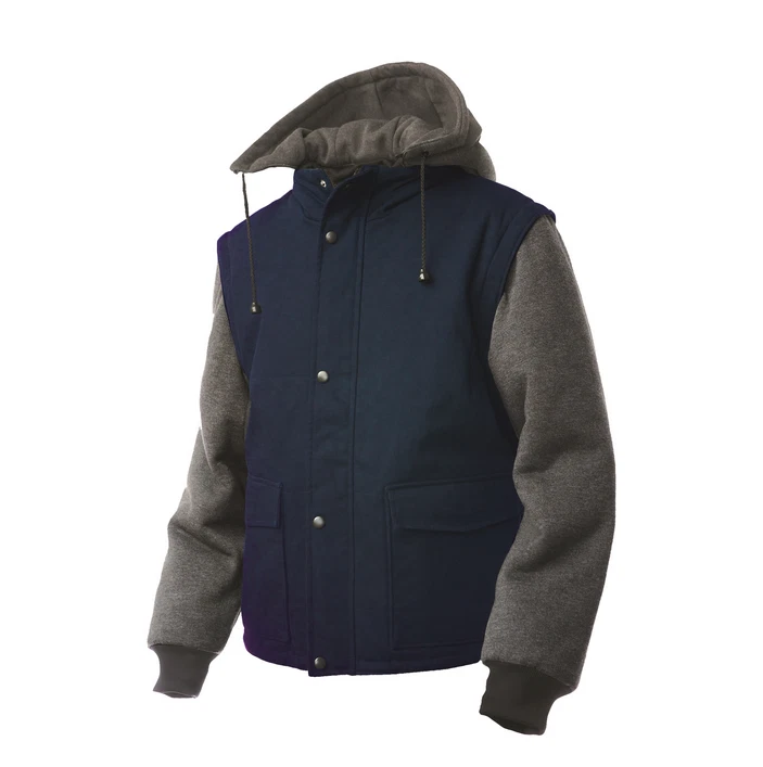 Tough Duck Zip Off Sleeve Jacket Men s Large Navy Blue Size Large Style I8A216