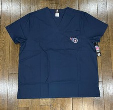 Unisex Concepts Sports Navy Blue NFL Tennessee Titans Nurse Scrub Top Size 2XL