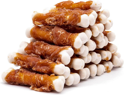 Chicken Wrapped Calcium Bones without Rawhide, 2.3 Inch Training Treats (28 Coun