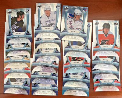 2009-10 UD TRILOGY HOCKEY ROOKIE PREMIERES ROOKIE CARDS 121 - 155 - #'d / 799