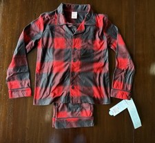 NWT NEW 2 Pc Set Wondershop Kids  Pajamas Sz S 6/7 Black Red Buffalo Plaid