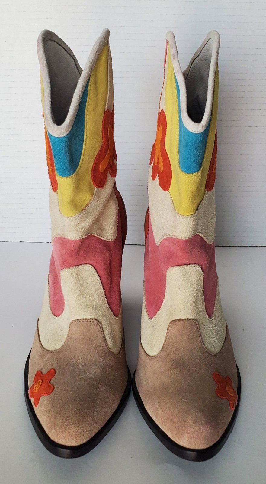 Y2K DIESEL Madchen Multicolor Patchwork Suede Cow… - image 2