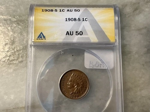1908-S Indian Head Penny  AU50