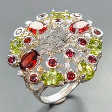 Gemstone Natural Rutilated Quartz Ring 925 Sterling Silver Size 8.75 /R445214
