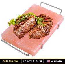 Himalayan Salt Block Set 12"x8"x1.5" with Steel Tray for Cooking  Grilling
