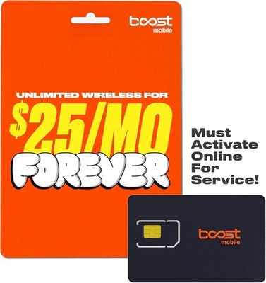 Boost Mobile SIM Kit: $25 Unlimited Plan w/Auto-Pay, Talk, Text & Data