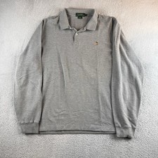 Vintage Polo Ralph Lauren Mens Long Sleeve Polo Shirt Gray Cotton Size Large