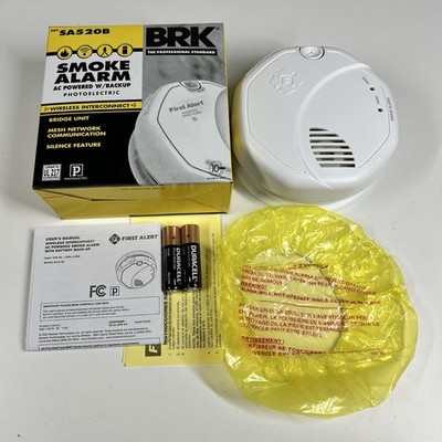 BRK SA520B Smoke Alarm Wireless Interconnect Photoelectric AC Powered w/ Backup