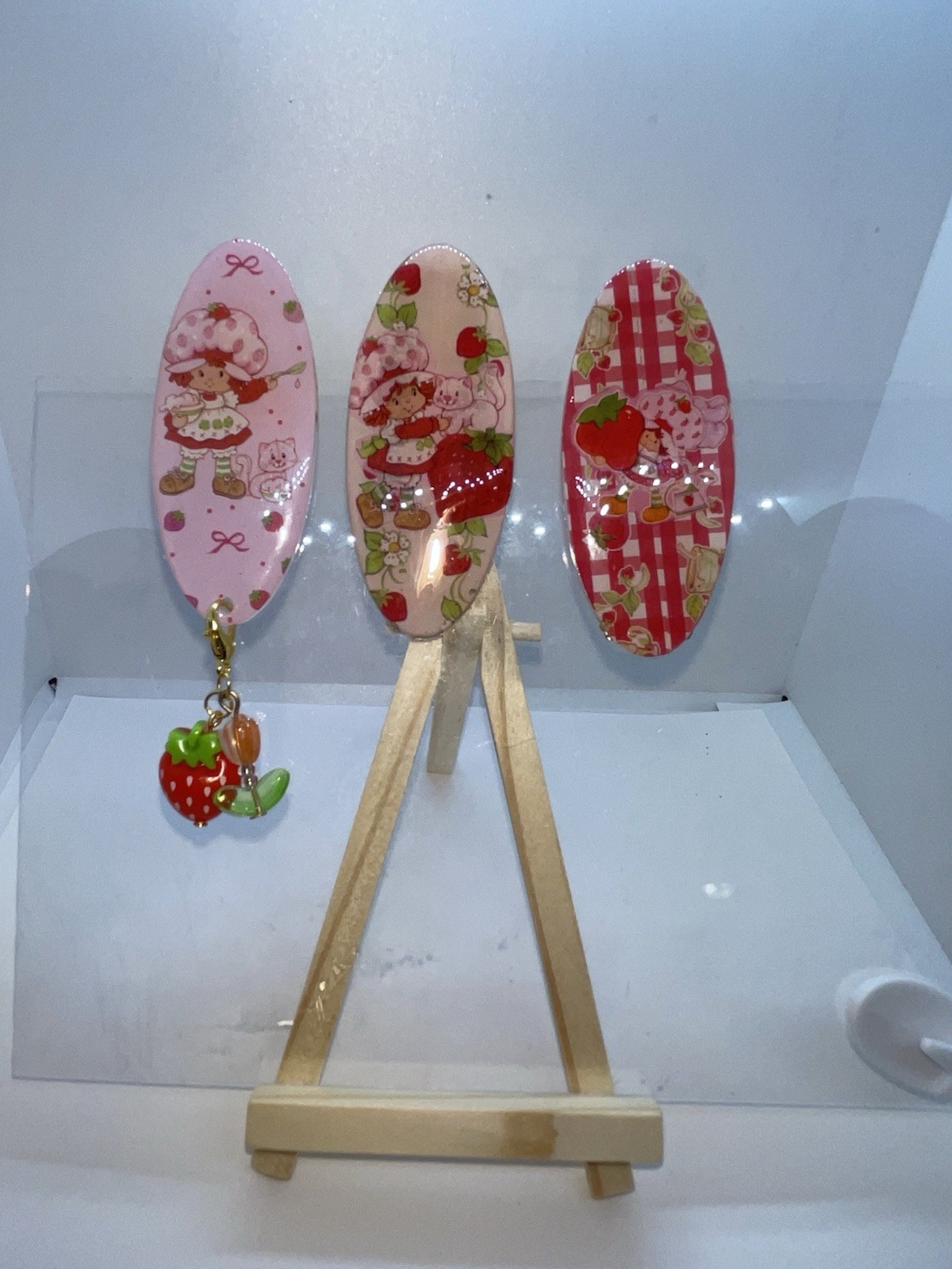 Custom Acrylic Paper Clips Set of 3 Strawberry Shortcake Inspired