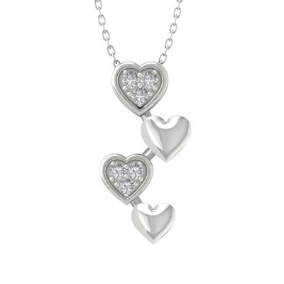 0.075Ct Lab Grown Diamond 10K White Gold Heart Pendant 18'' Silver Cable Chain