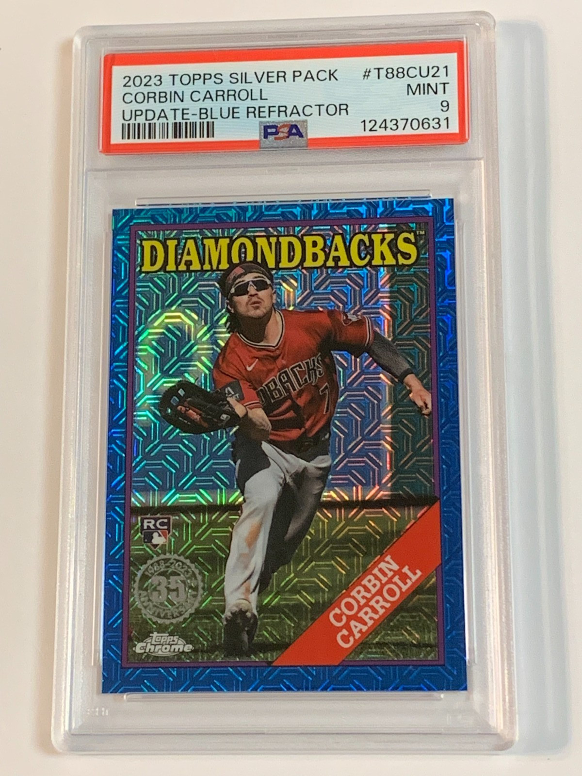 2023 Topps Silver Pack Update Blue Refractor Corbin Carroll RC /150 - PSA 9 (MT) view 1