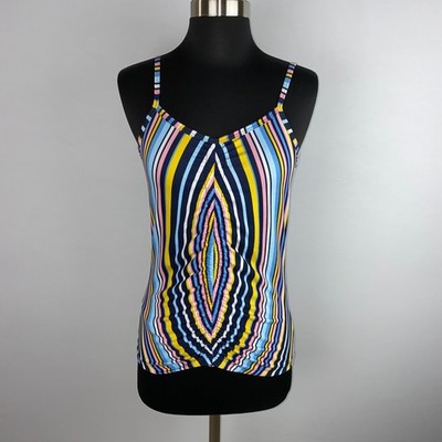 Eye Candy Top Womens Colorful Pschyadellic Stripes Print Summertime M