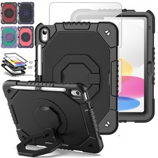 Case For iPad A16 2025/iPad 10th 2022 Heavy Duty Shockproof Rotating Stand Cover