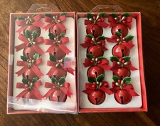 Set Of 16 Christmas Red Jingle Bell Ornaments Crafts 2 Boxes NWB