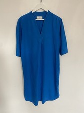 M&S UK 12 Dress Blue Linen Long Relaxed Fit Travel Marks Spencer