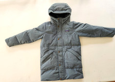 Pristine Patagonia Downdrift Parka Winter 600 Fill Down Hooded Grey Kids L 12