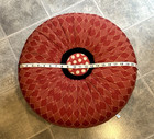 MACKENZIE-CHILDS Large Heavy Ceramic-Leg 20" Footstool Seat Ottoman Pouf Tuffet — photo 7