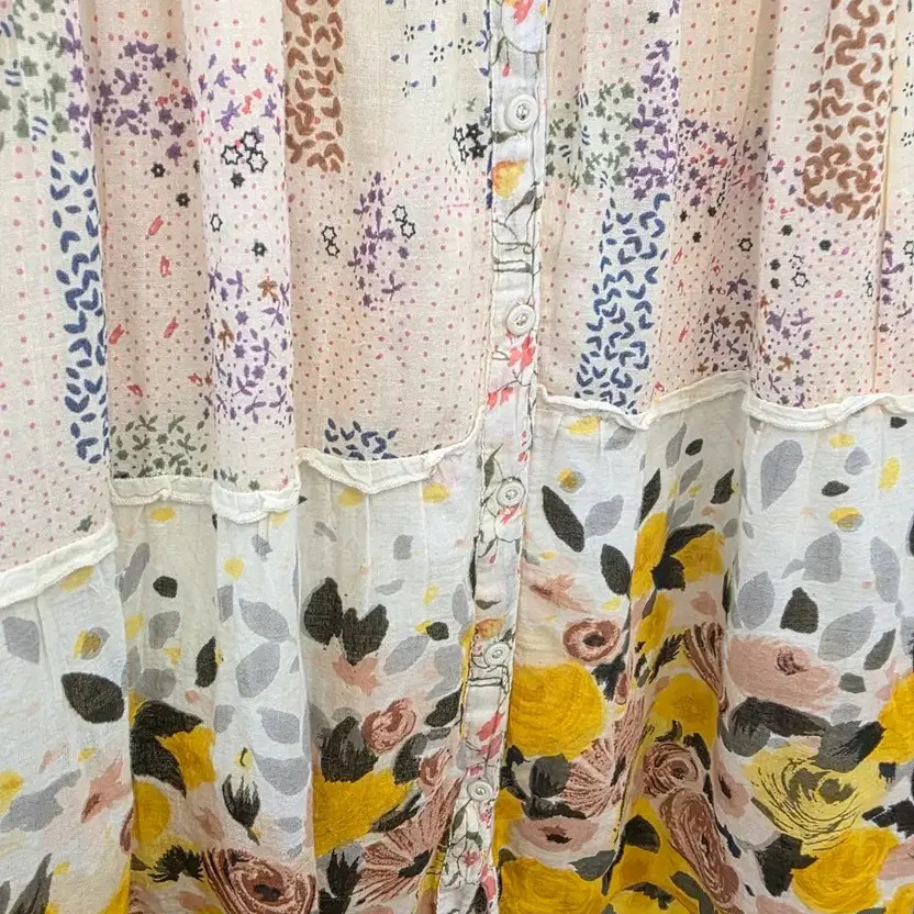 Flower Pattern Patchwork Long Dress - Layered Look - image 2