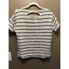 Roxy Adelaide Striped Knit Top White Blue Ope...