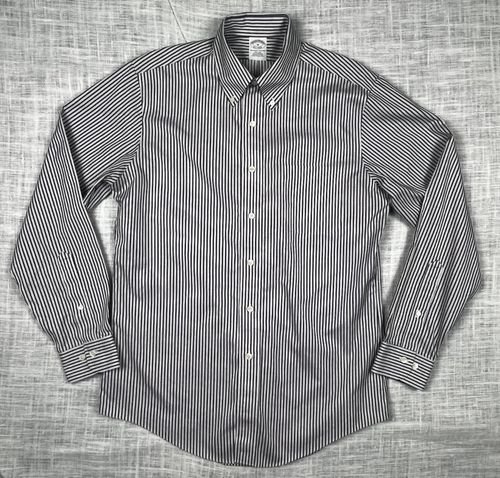 Brooks Brothers 1818 Gestreift Knopfleiste Langarm Herren M Bügelfrei Pima Baumwolle - Bild 2 von 9