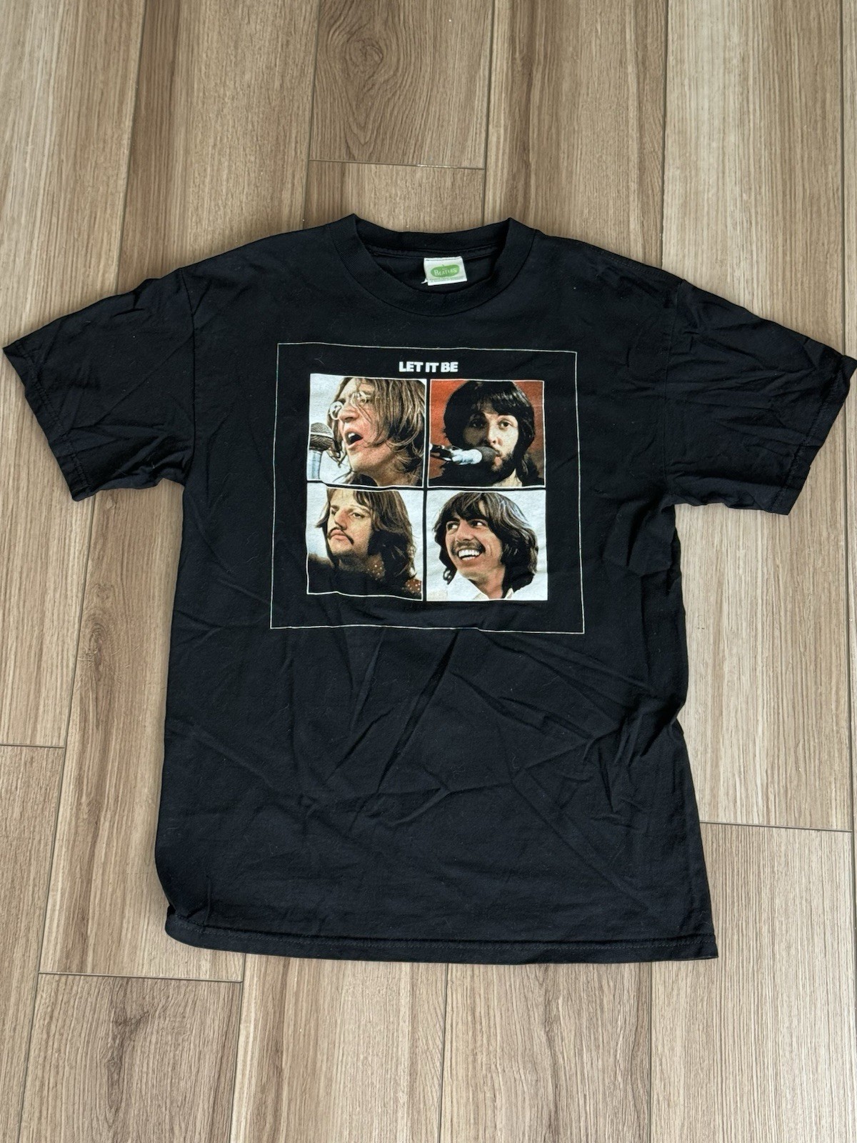 Vintage The Beatles “Let It Be” Graphic T-Shirt Band Y2K Black Size Medium