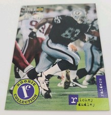 1996 Upper Deck Rickey Dudley #U22 Rookie Oakland Raiders Football Card. rookie card picture